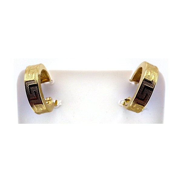 Pendientes aros greca de oro 18k